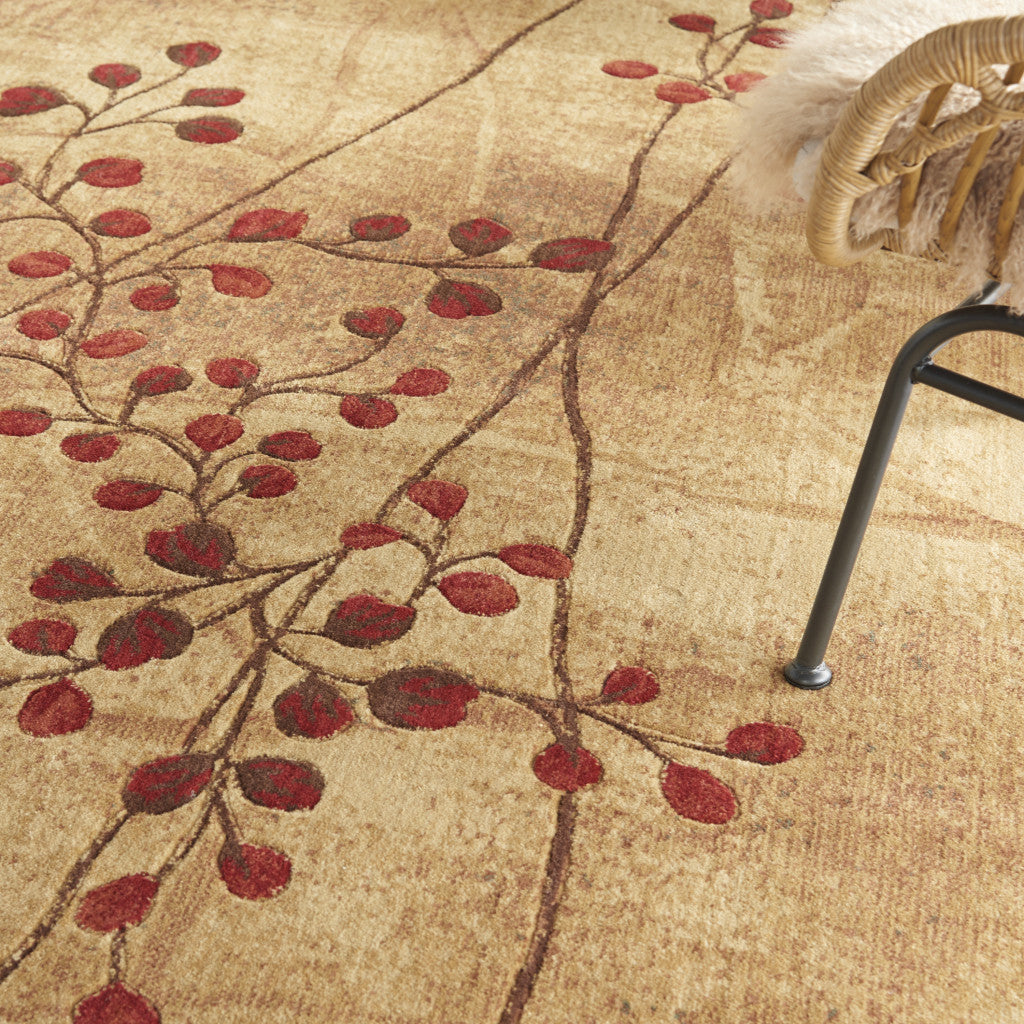 8' X 11' Brown Floral Power Loom Area Rug