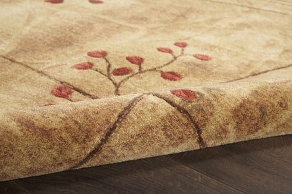 8' Brown Floral Power Loom Runner Rug