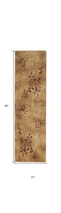 8' Brown Floral Power Loom Runner Rug