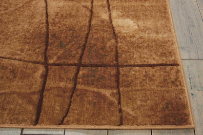 8' Brown Floral Power Loom Runner Rug
