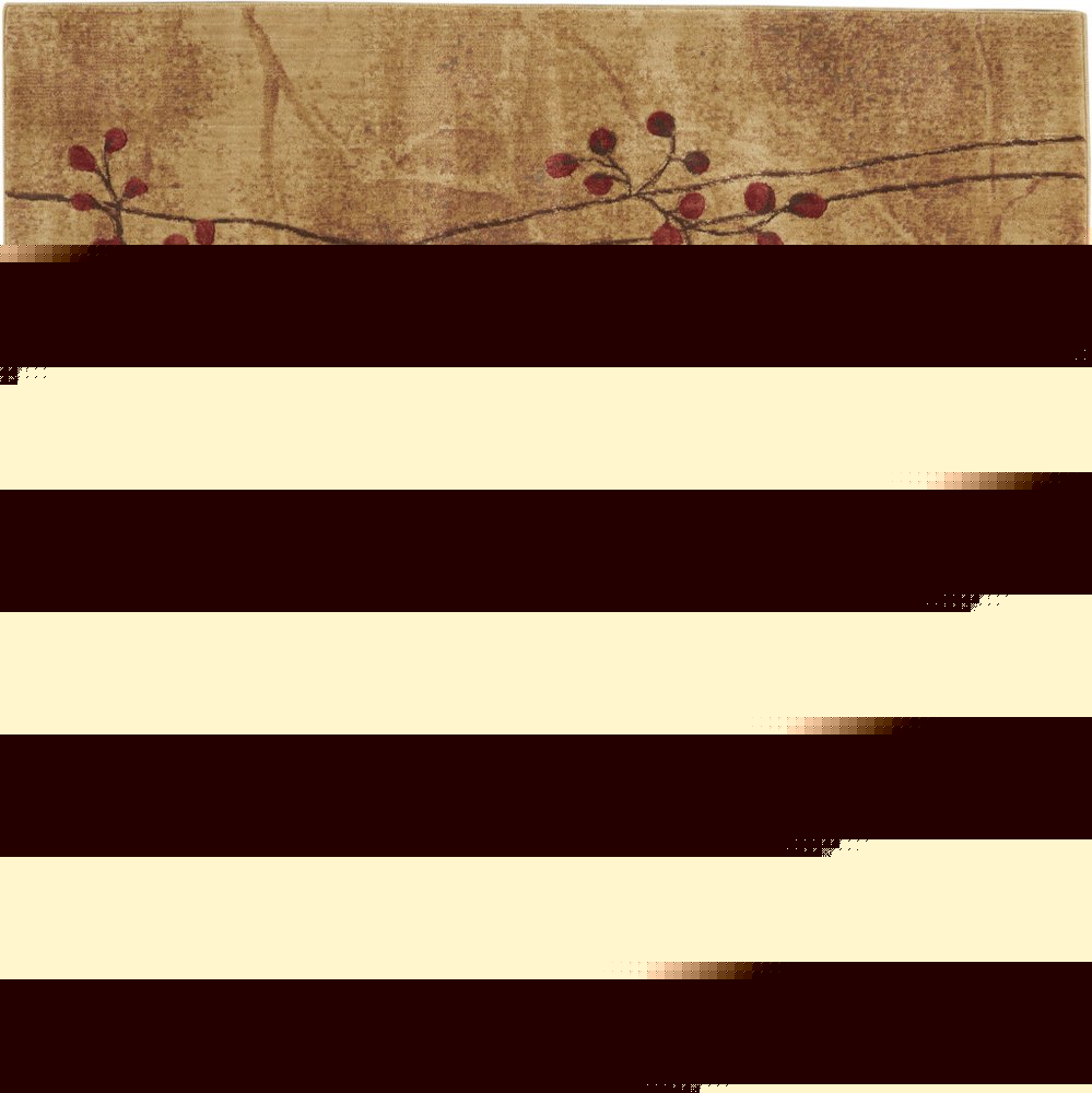 7' Brown and Red Square Floral Power Loom Area Rug