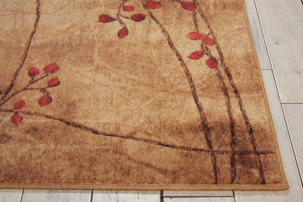 6' Brown Floral Power Loom Runner Rug