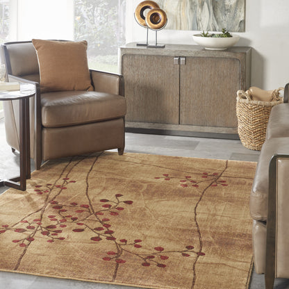 5' X 8' Brown Floral Power Loom Area Rug