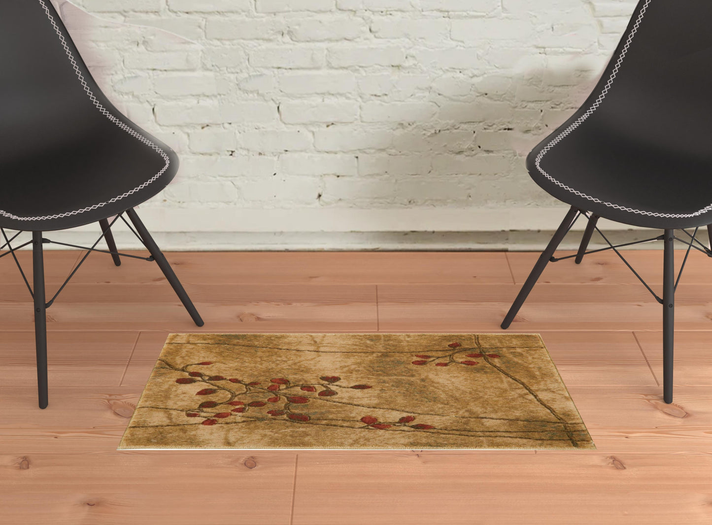 2' X 3' Brown Floral Power Loom Area Rug