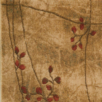 2' X 3' Brown Floral Power Loom Area Rug