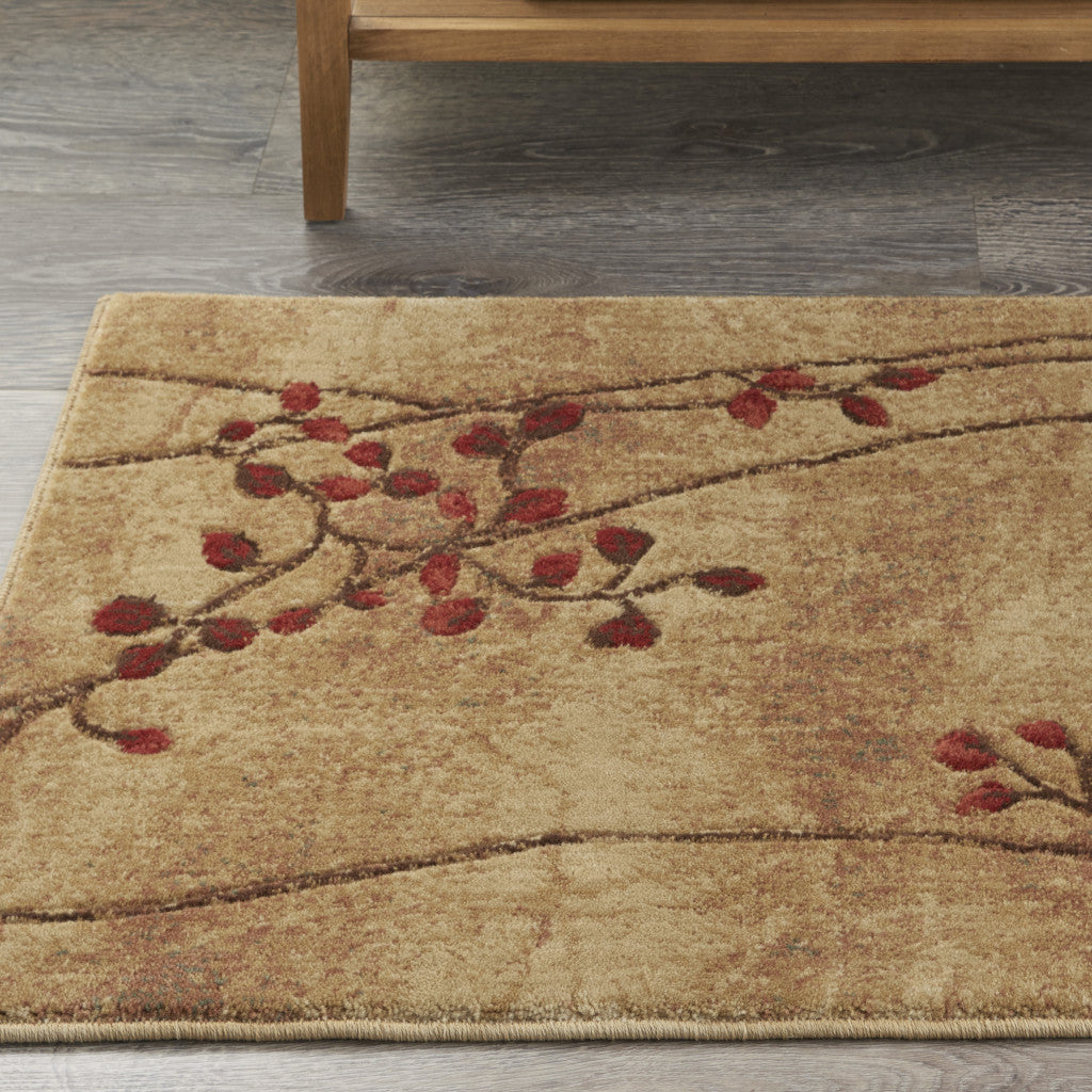 2' X 3' Brown Floral Power Loom Area Rug