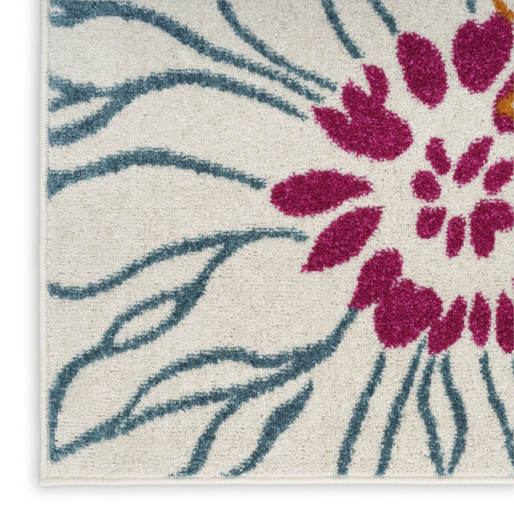 8' X 10' Cream Floral Power Loom Area Rug