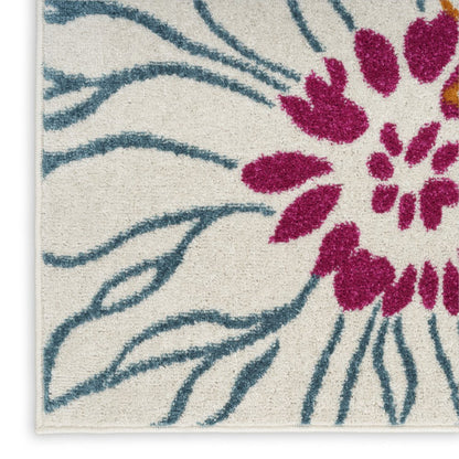8' X 10' Cream Floral Power Loom Area Rug