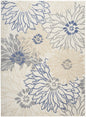 5' X 7' Cream Floral Power Loom Distressed Area Rug