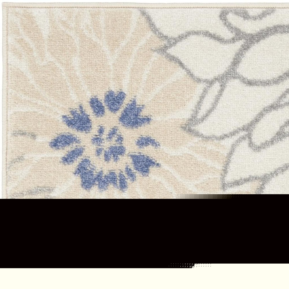 2' X 3' Cream Floral Power Loom Distressed Area Rug