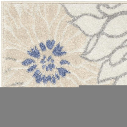 2' X 3' Cream Floral Power Loom Distressed Area Rug