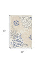 2' X 3' Cream Floral Power Loom Distressed Area Rug