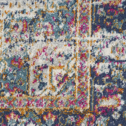8' X 10' Cream Floral Power Loom Distressed Area Rug