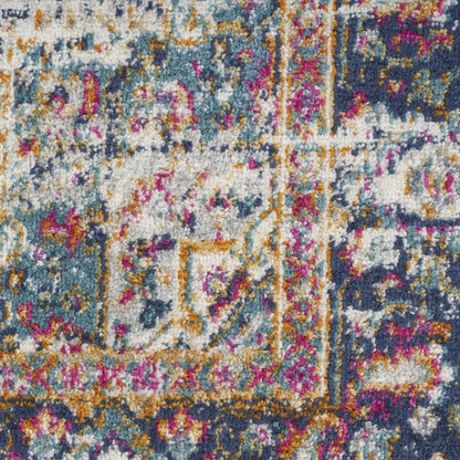 8' X 10' Cream Floral Power Loom Distressed Area Rug