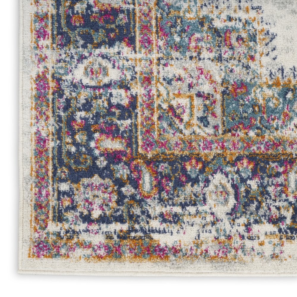 8' X 10' Cream Floral Power Loom Distressed Area Rug