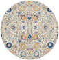 8' Cream Round Floral Power Loom Area Rug