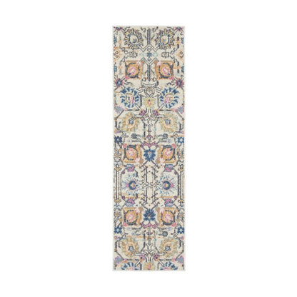6' Cream Floral Power Loom Runner Rug