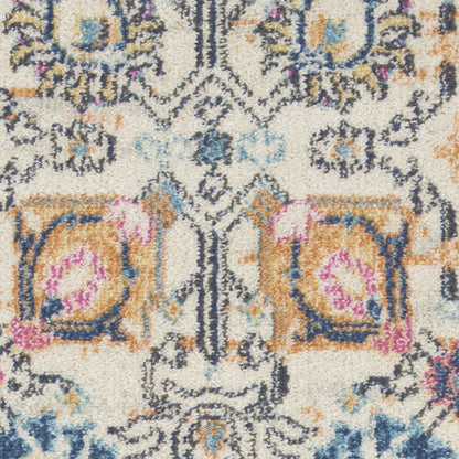 6' Cream Floral Power Loom Runner Rug