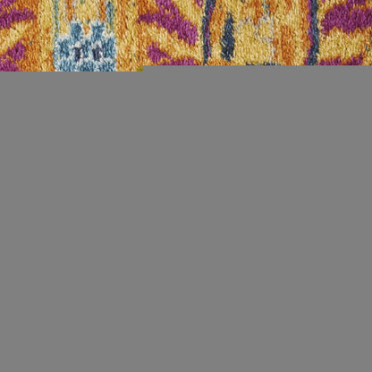4' Gold Round Floral Power Loom Area Rug