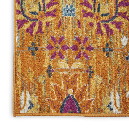 10' Gold Floral Power Loom Runner Rug