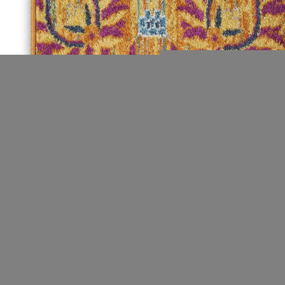 10' Gold Floral Power Loom Runner Rug