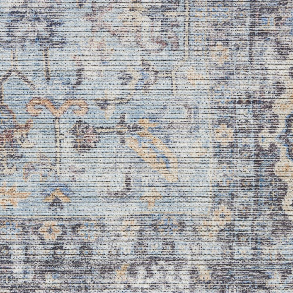 8' X 10' Gray Floral Power Loom Distressed Area Rug