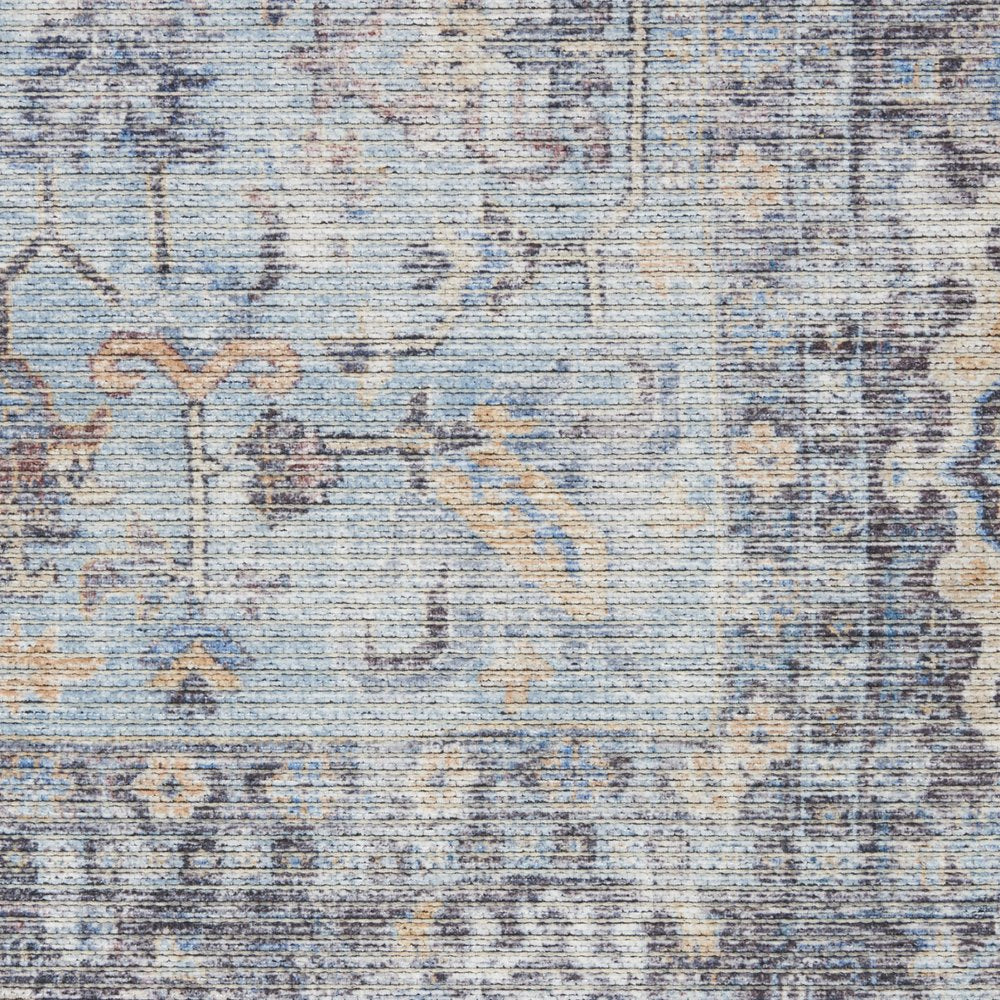 8' X 10' Gray Floral Power Loom Distressed Area Rug