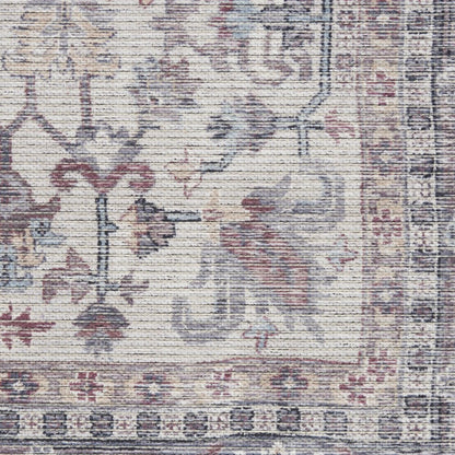 8' X 10' Gray Floral Power Loom Distressed Area Rug