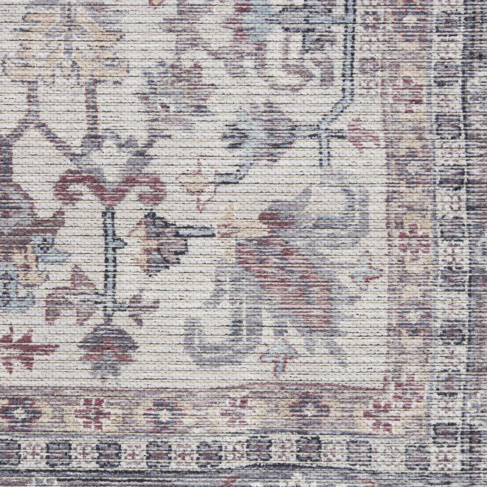 8' X 10' Gray Floral Power Loom Distressed Area Rug
