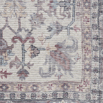 8' X 10' Gray Floral Power Loom Distressed Area Rug