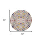 5' Gray Round Floral Power Loom Area Rug