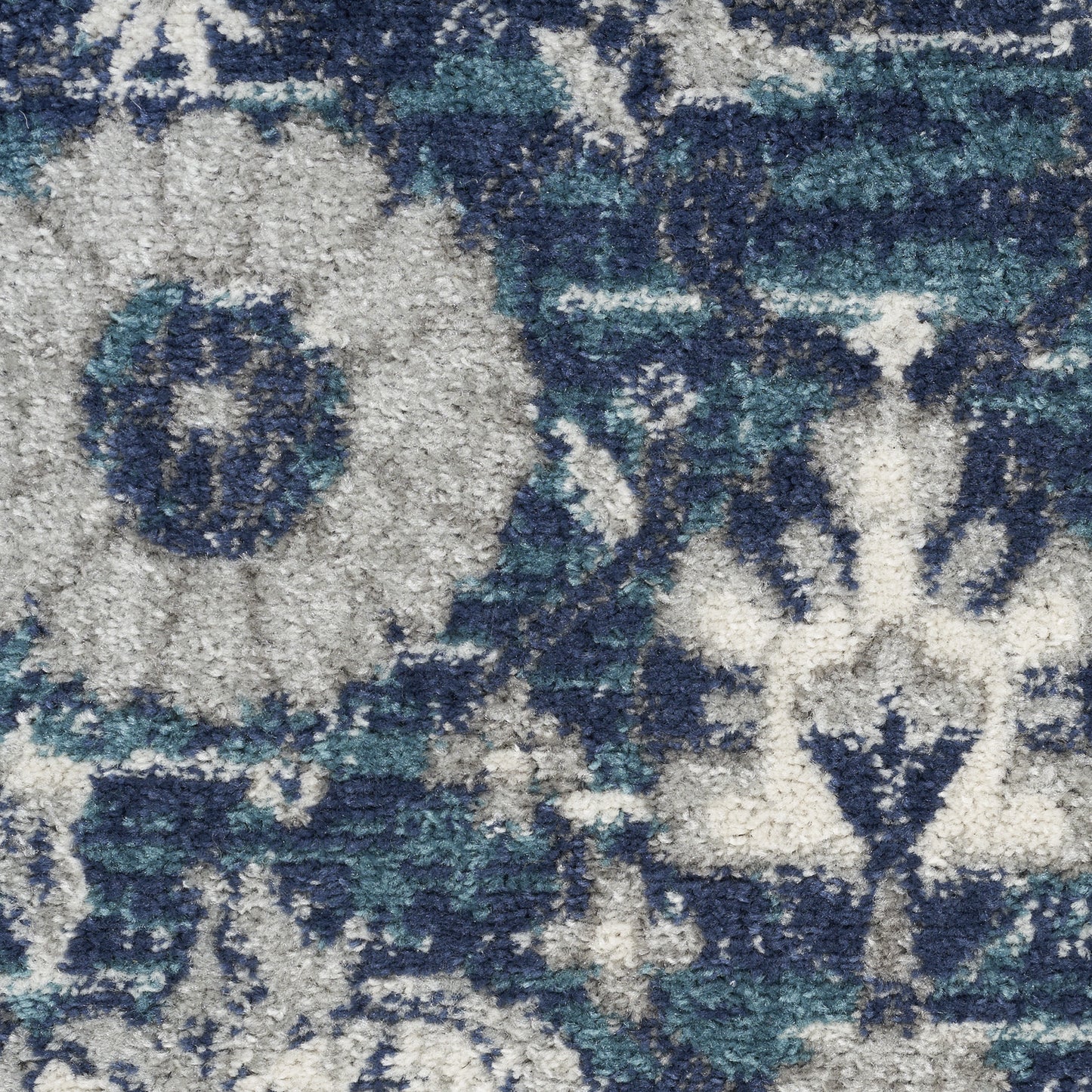 5' X 7' Navy Blue Floral Power Loom Distressed Area Rug