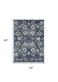 5' X 7' Navy Blue Floral Power Loom Distressed Area Rug