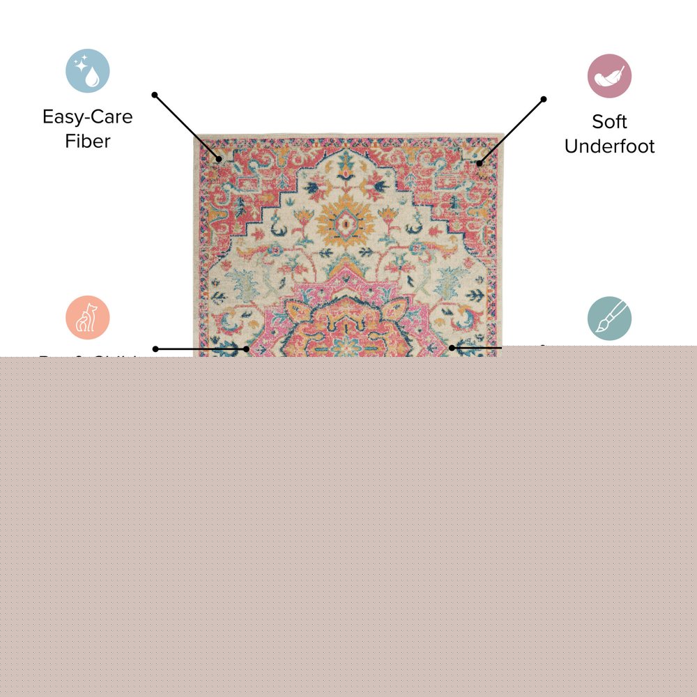 8' X 10' Navy Blue Floral Power Loom Distressed Area Rug