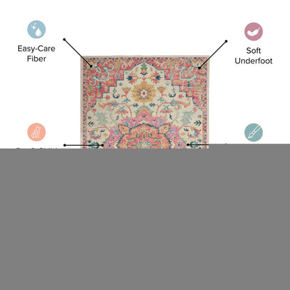 8' X 10' Navy Blue Floral Power Loom Distressed Area Rug