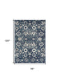 8' X 10' Navy Blue Floral Power Loom Distressed Area Rug