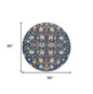 8' Navy Blue Round Floral Power Loom Area Rug