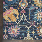 6' Navy Blue Floral Power Loom Runner Rug