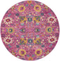 4' Pink Round Floral Power Loom Area Rug