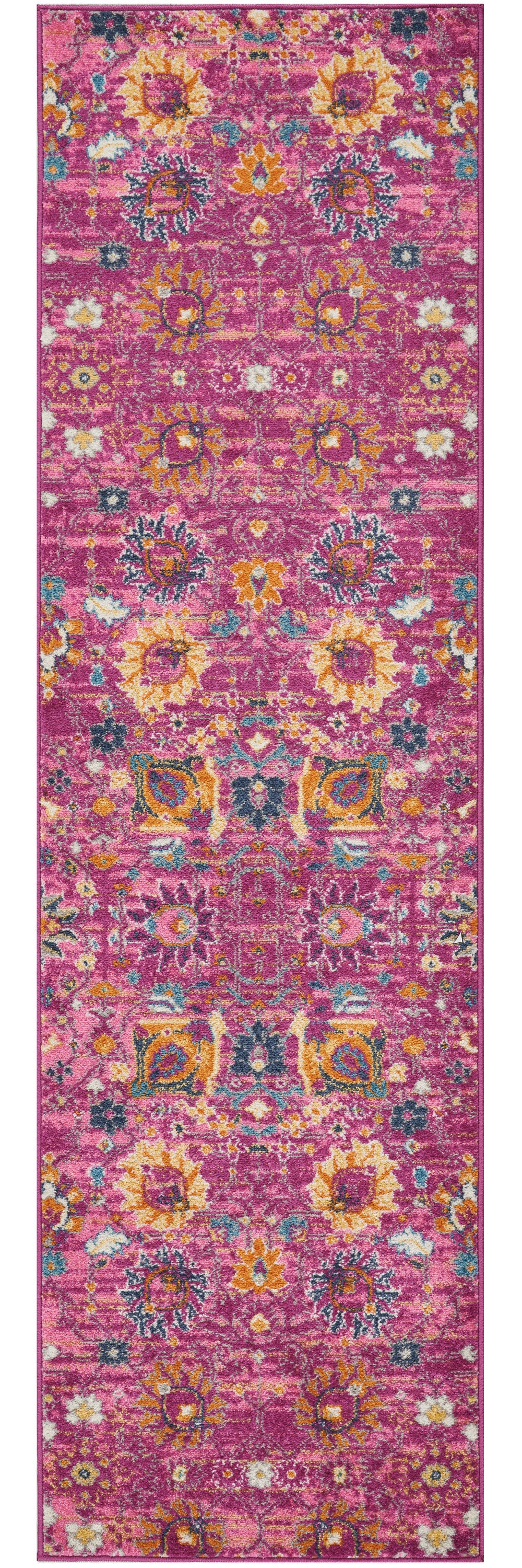 10' Pink Floral Power Loom Runner Rug