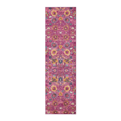 10' Pink Floral Power Loom Runner Rug