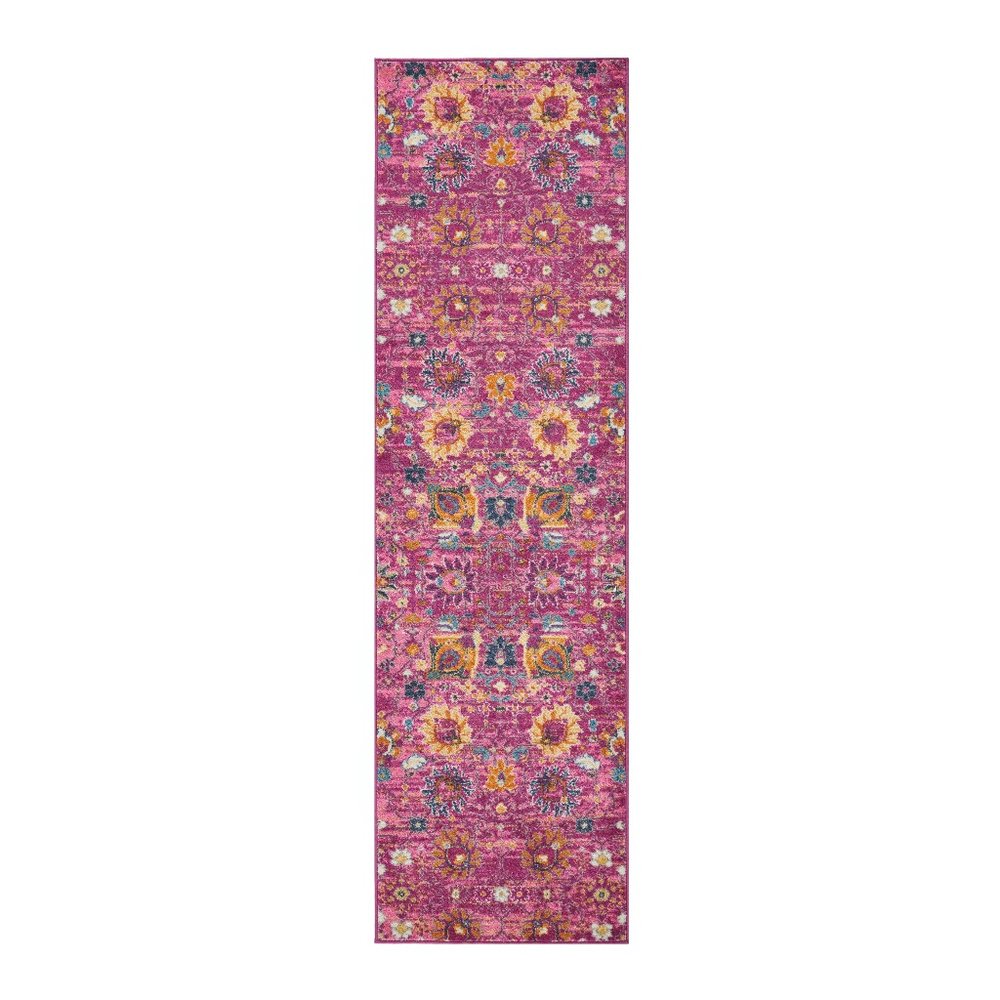 10' Pink Floral Power Loom Runner Rug