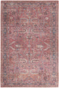 8' X 10' Red Floral Power Loom Distressed Area Rug