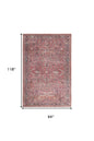 8' X 10' Red Floral Power Loom Distressed Area Rug