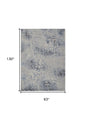 8' X 11' Blue Floral Power Loom Non Skid Area Rug