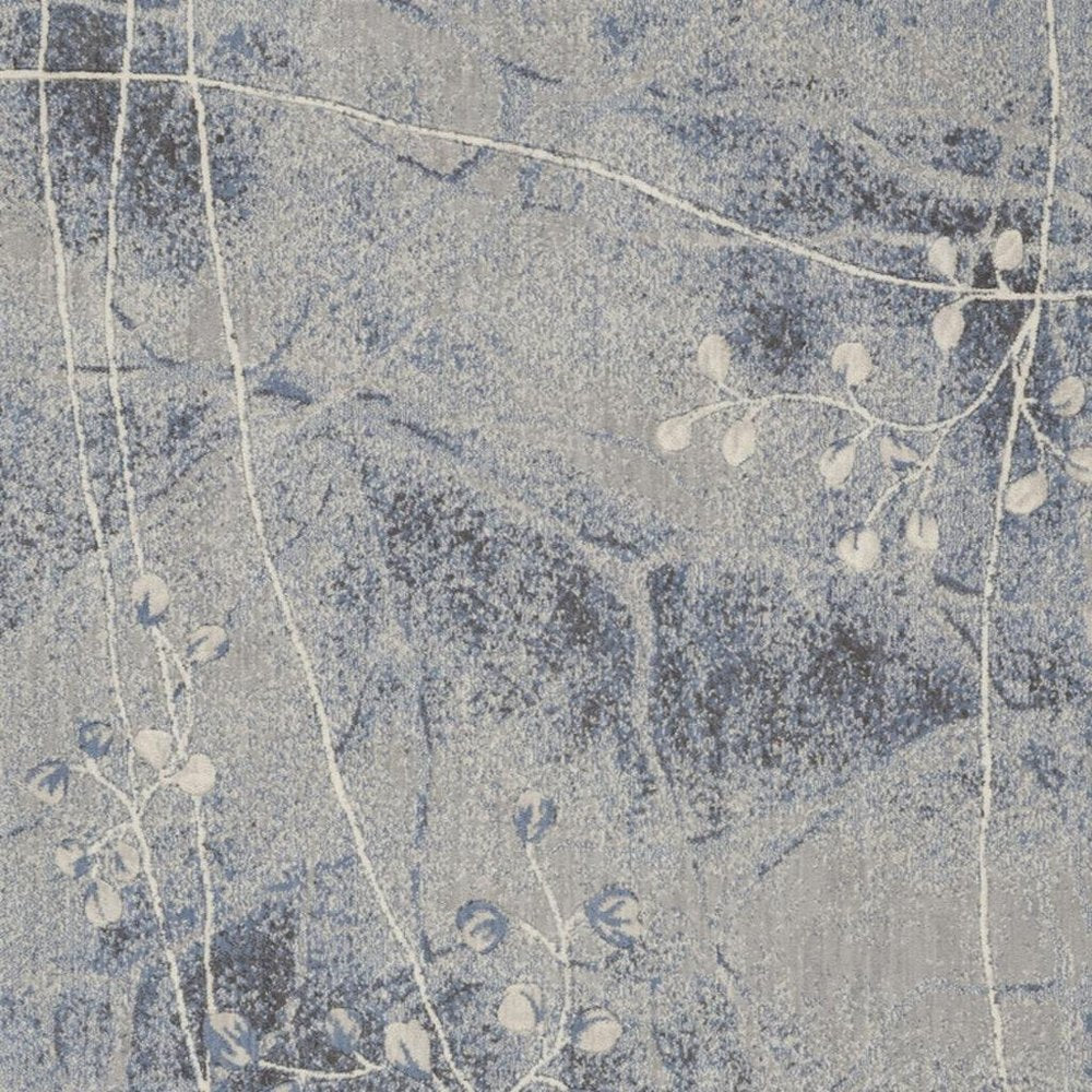 5' X 8' Blue Floral Power Loom Area Rug