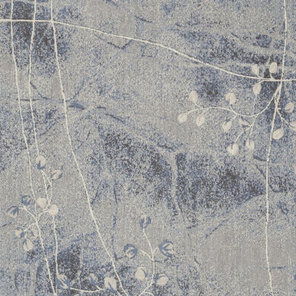 5' X 8' Blue Floral Power Loom Area Rug