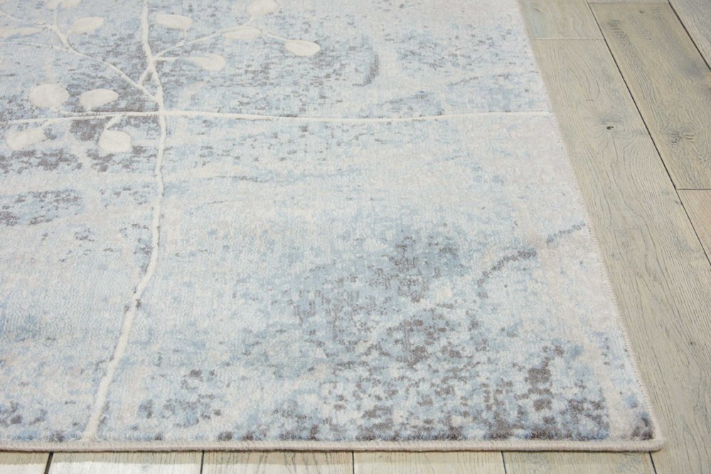 2' X 3' Blue Floral Power Loom Area Rug