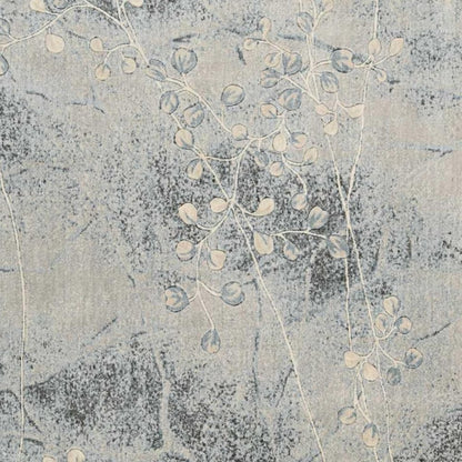 2' X 3' Blue Floral Power Loom Area Rug