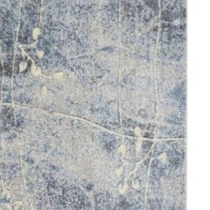10' Blue Floral Power Loom Runner Rug